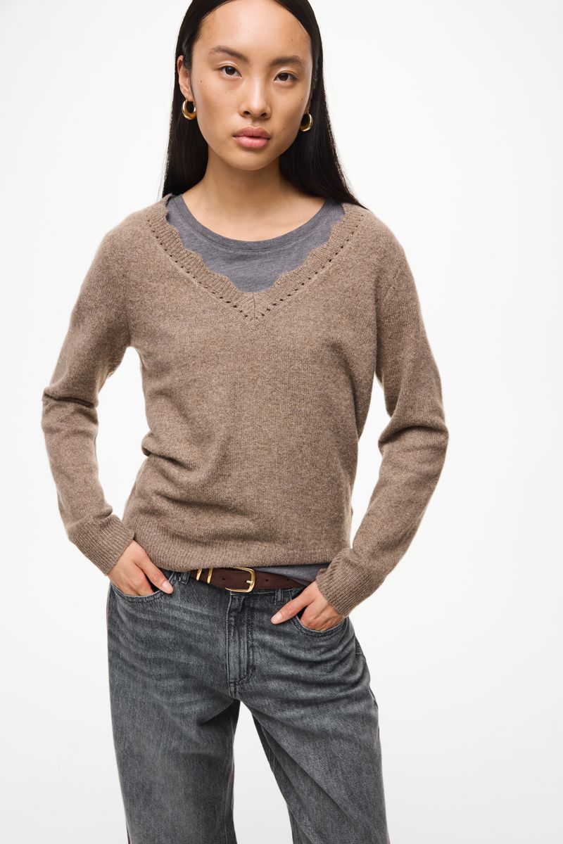VINIKOLINA V-NECK L/S KNIT TOP - NOOS