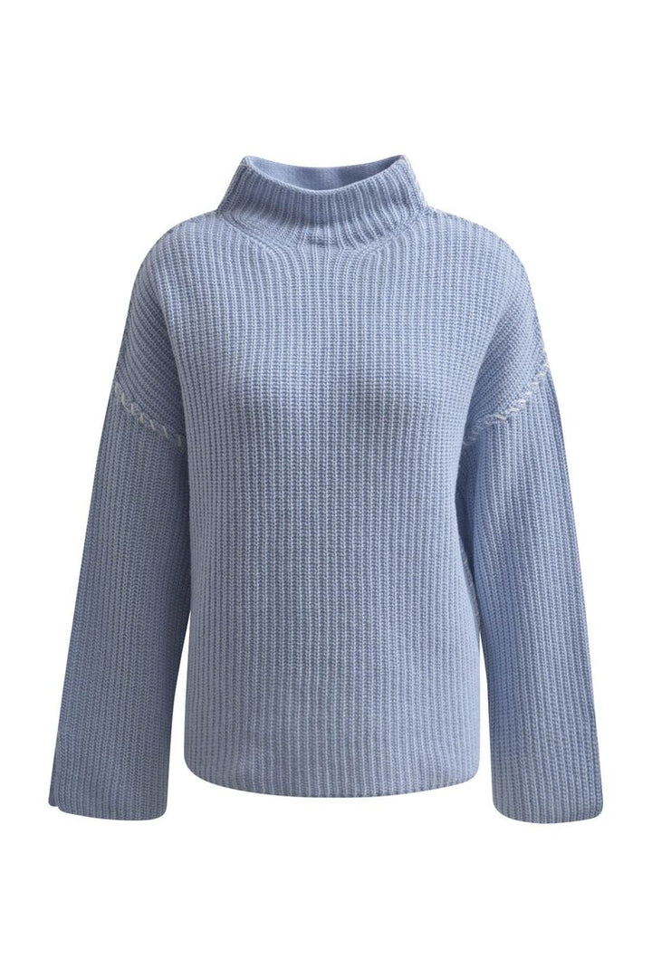 Contrast Stitch Rib Pullover
