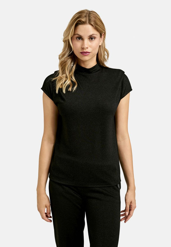 Fine Metallic T-Shirt Stand up collar