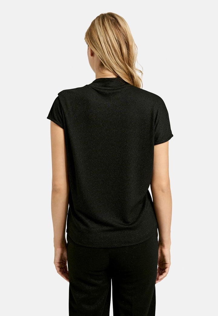 Fine Metallic T-Shirt Stand up collar