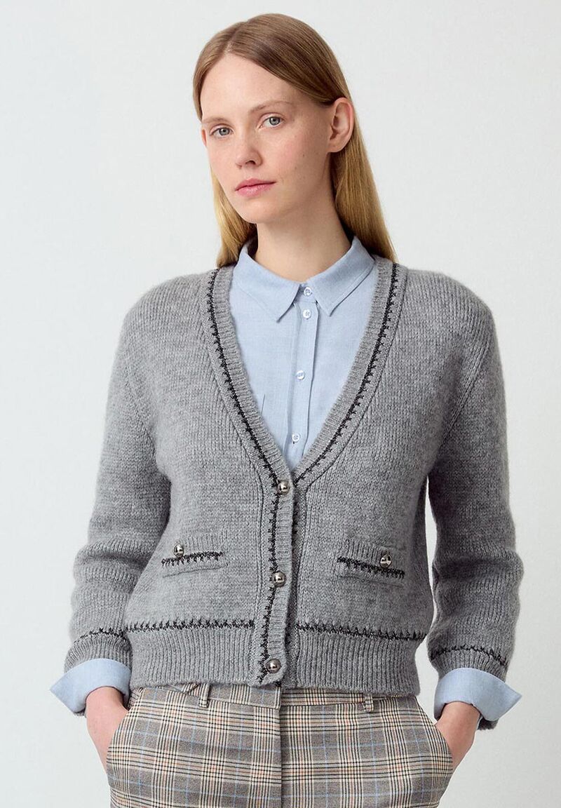 Cardigan mit Lurex-Detail grau melange Winter-Kollektion