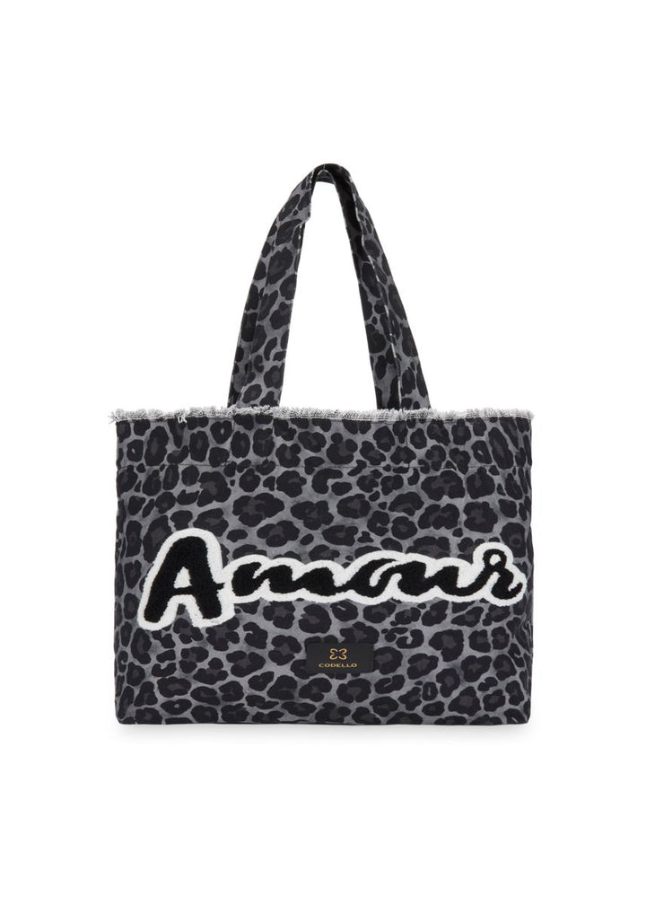 Shopper aus robustem Canvas mit Leo-Muster