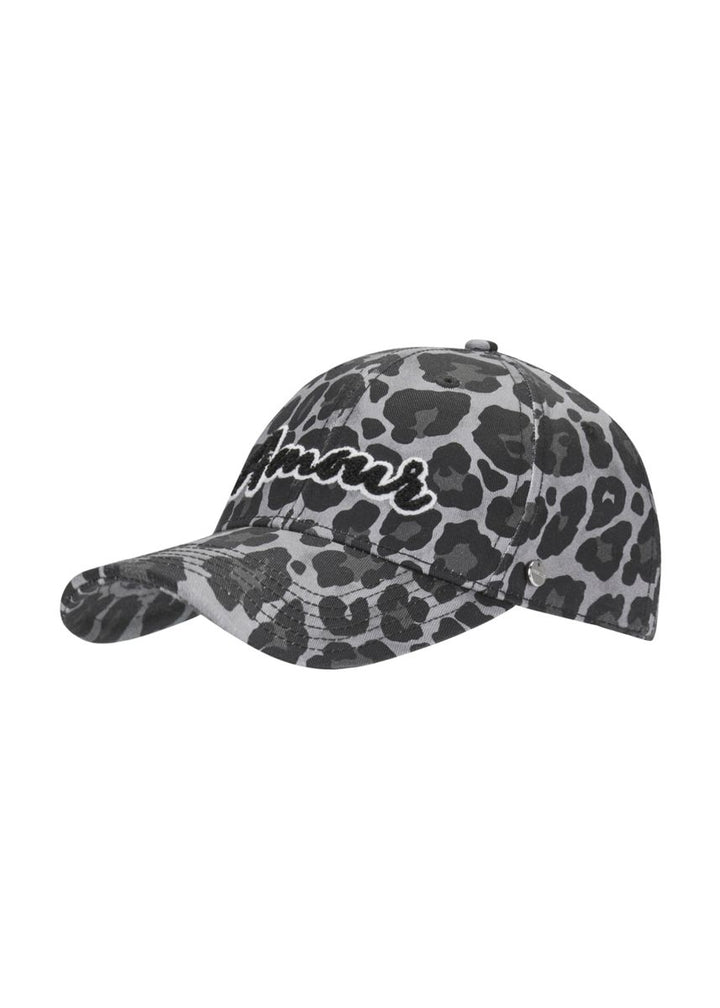 Cap aus Baumwolle im Baseball-Style mit Fellmuster und Amour-Stickerei