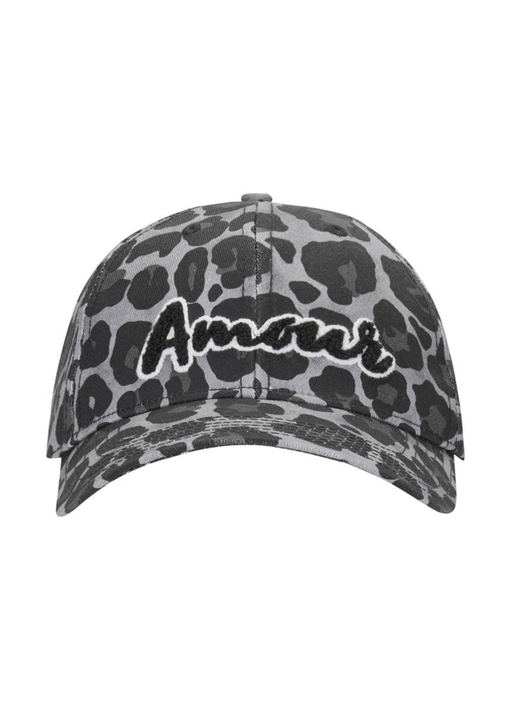 Cap aus Baumwolle im Baseball-Style mit Fellmuster und Amour-Stickerei