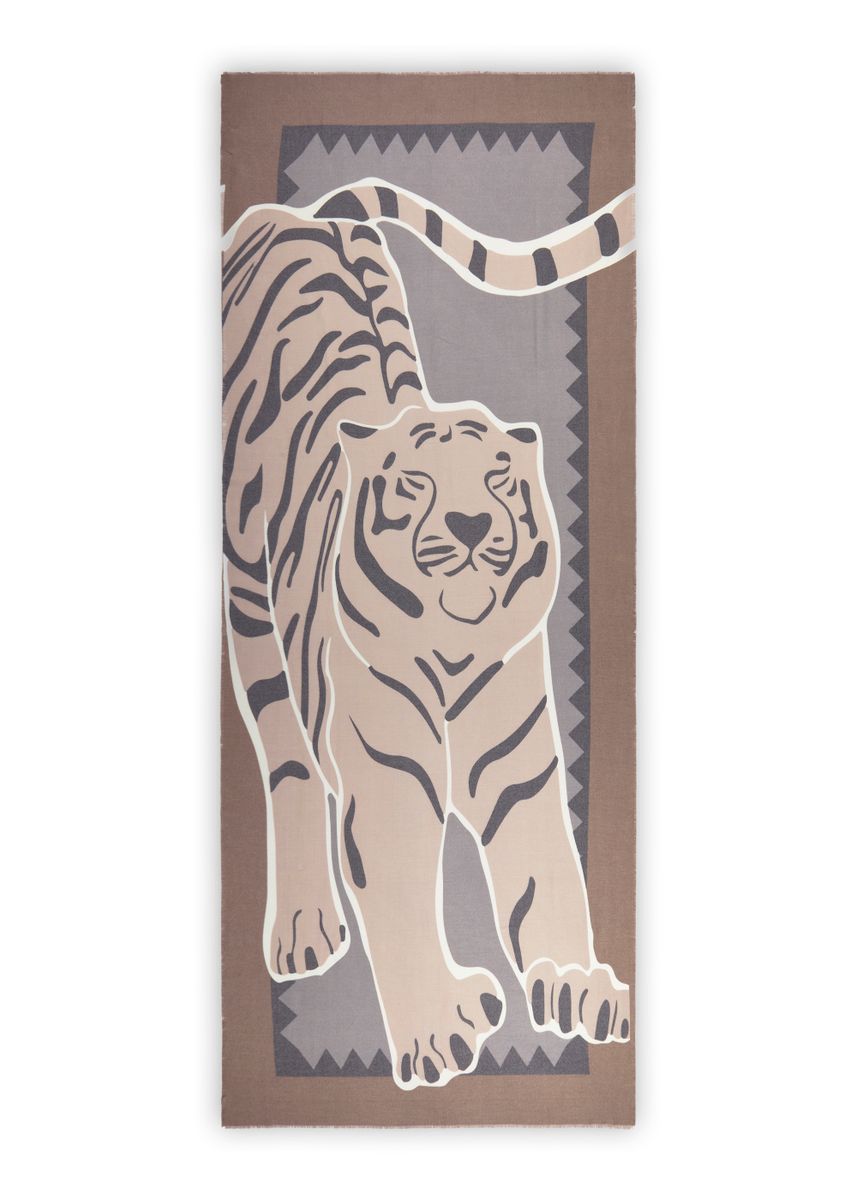 Kaschmirweicher Schal mit Tigerprint