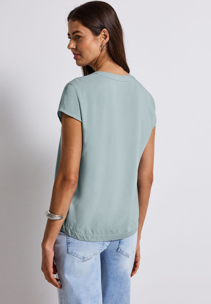 Split Neck Bluse in Unifarbe