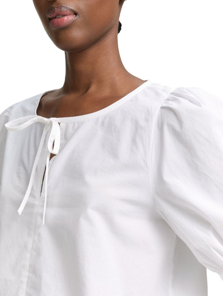 Popeline Bluse mit Schleifendetail