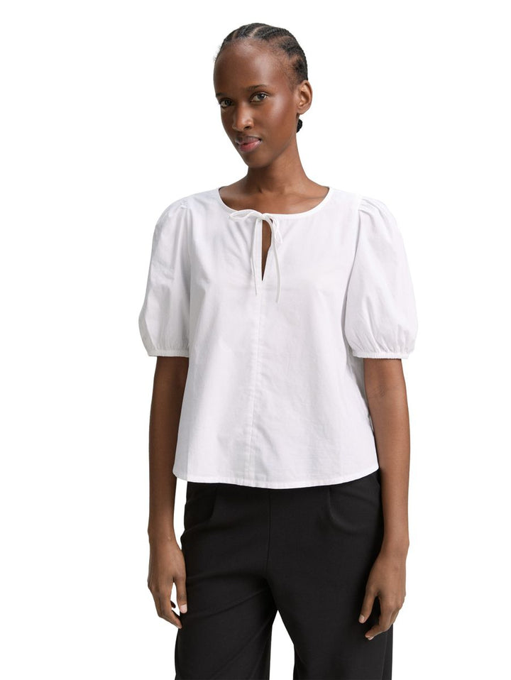 Popeline Bluse mit Schleifendetail