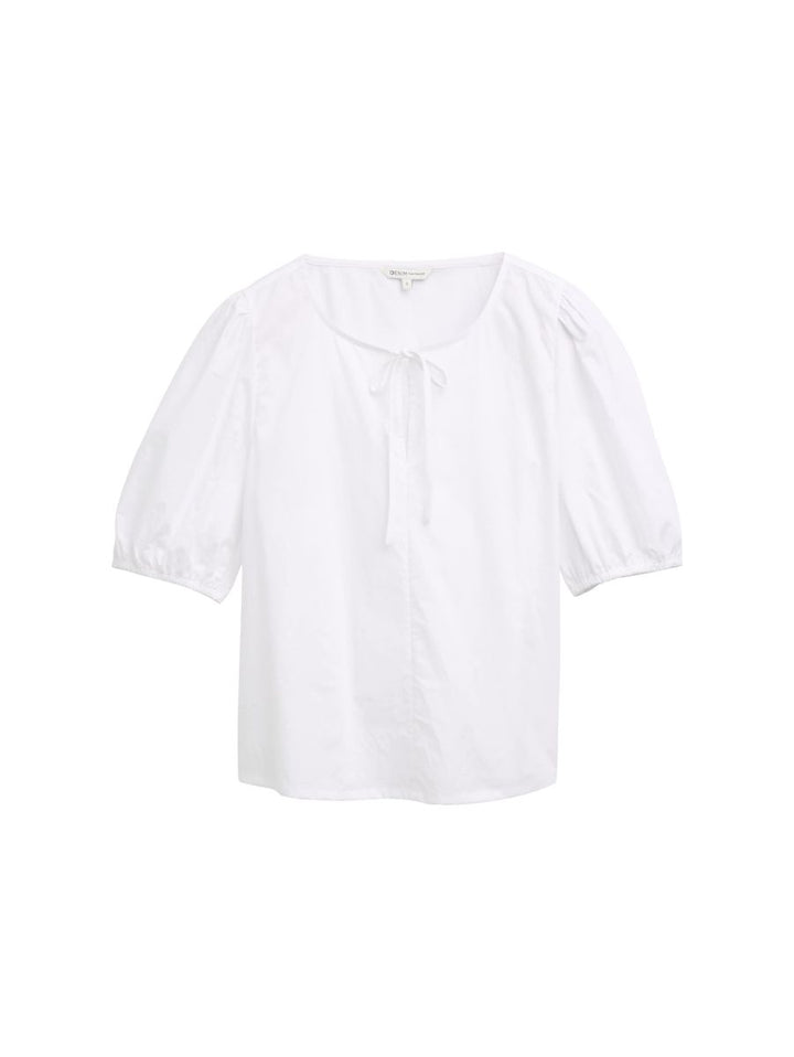Popeline Bluse mit Schleifendetail