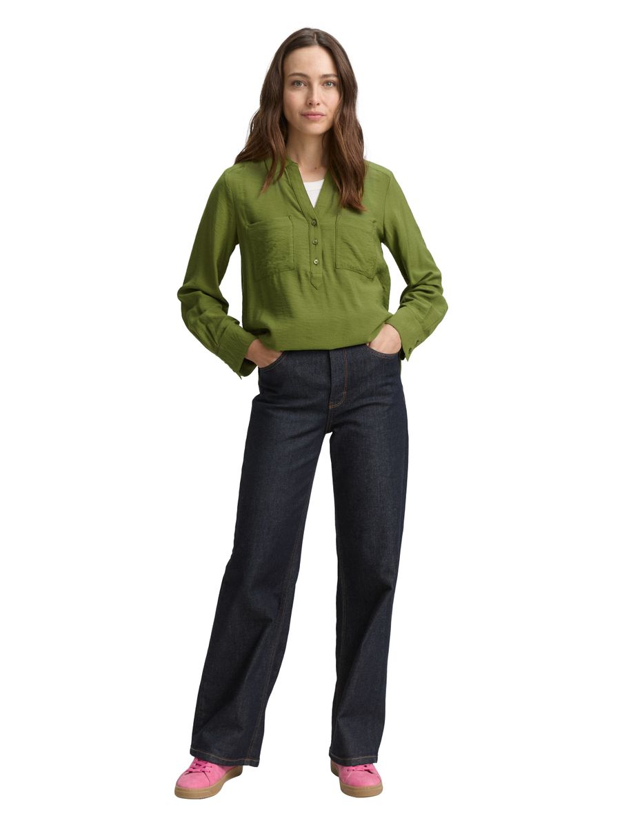 Crinkle Bluse mit Brusttaschen