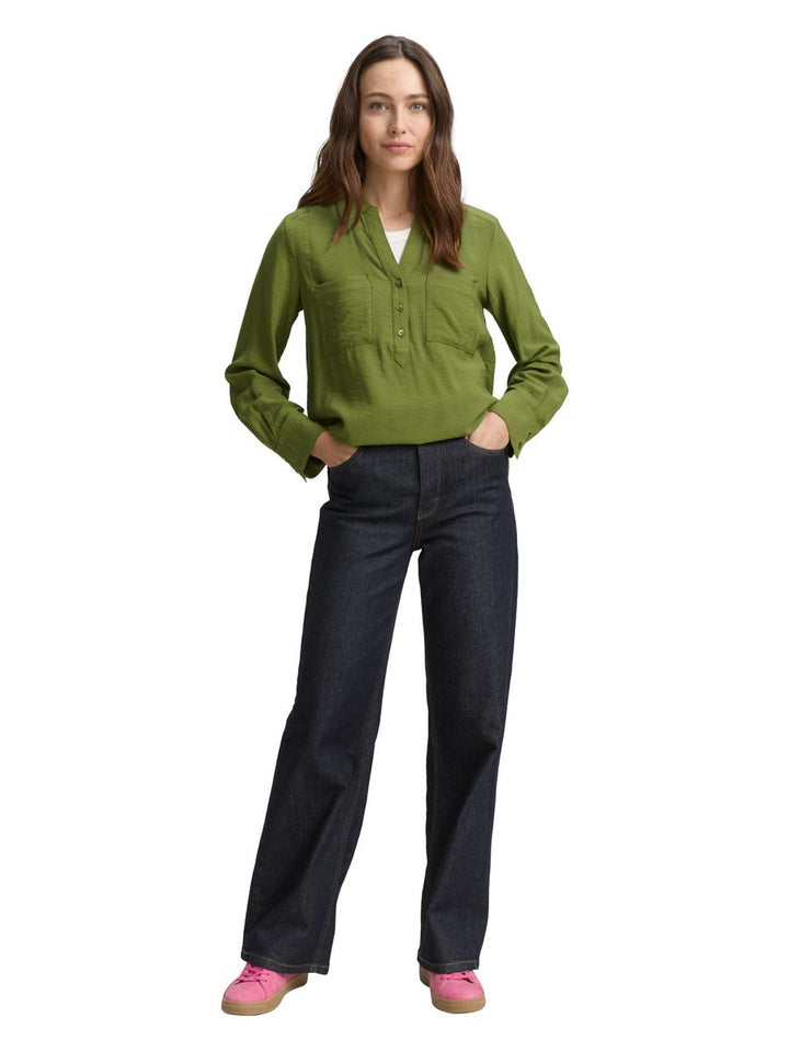 Crinkle Bluse mit Brusttaschen