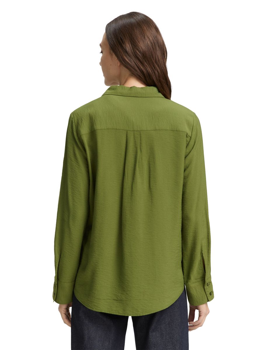 Crinkle Bluse mit Brusttaschen