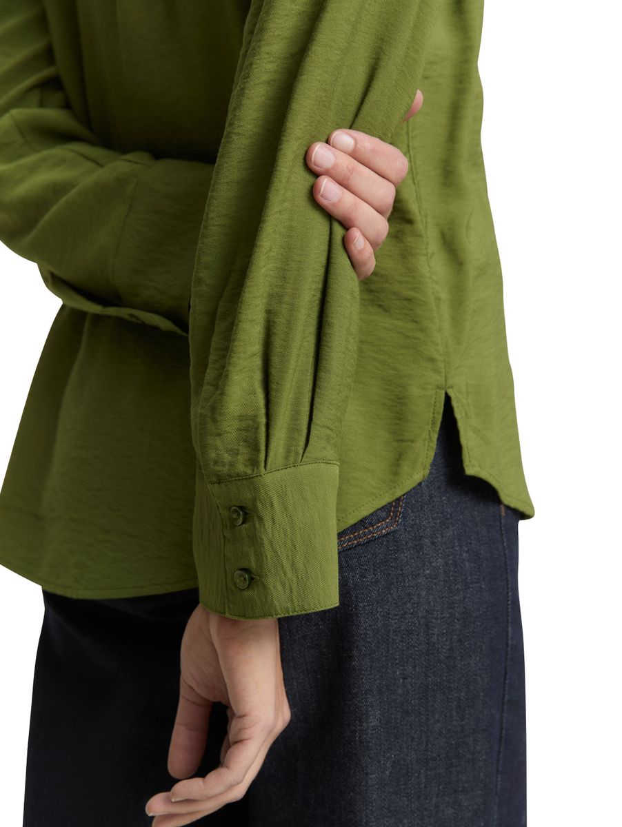 Crinkle Bluse mit Brusttaschen