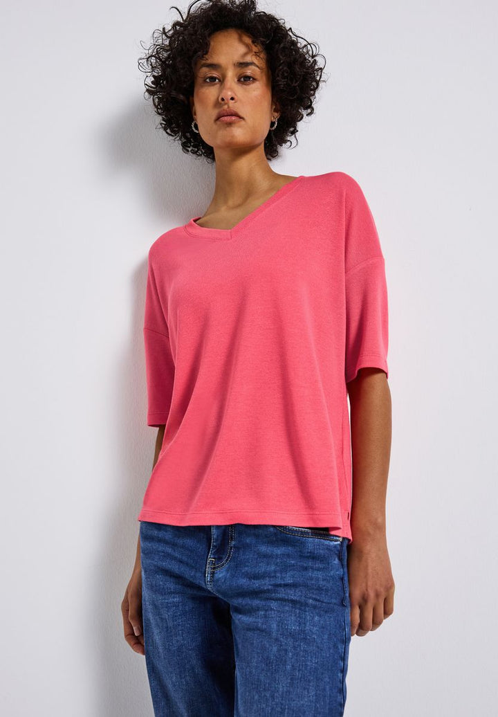 Strick-Look V-Neck T-Shirt