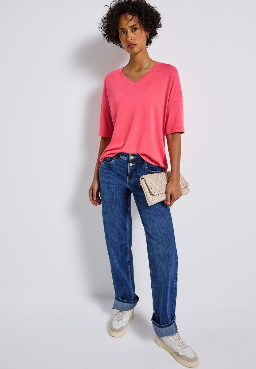 Strick-Look V-Neck T-Shirt