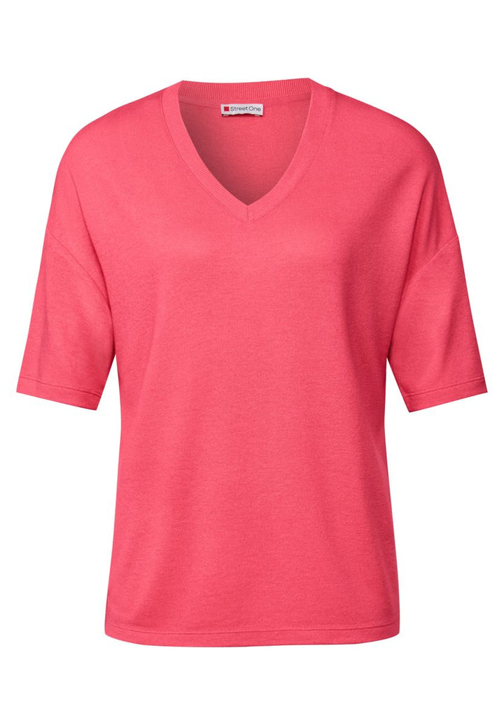 Strick-Look V-Neck T-Shirt