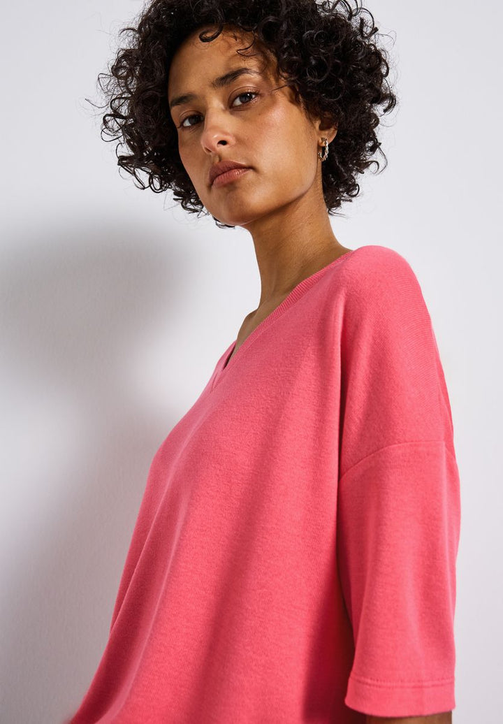 Strick-Look V-Neck T-Shirt