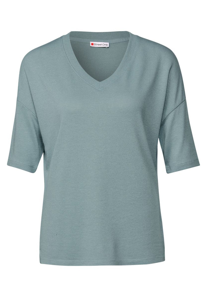 Strick-Look V-Neck T-Shirt