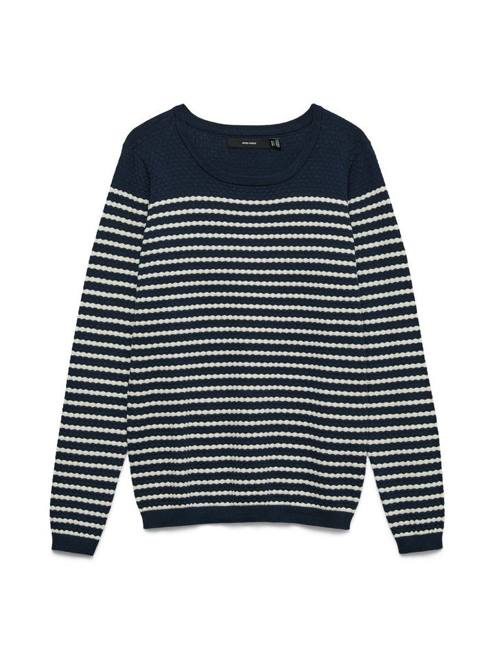 VMCARE STRUCTURE LS O-NECK BLOU NOOS