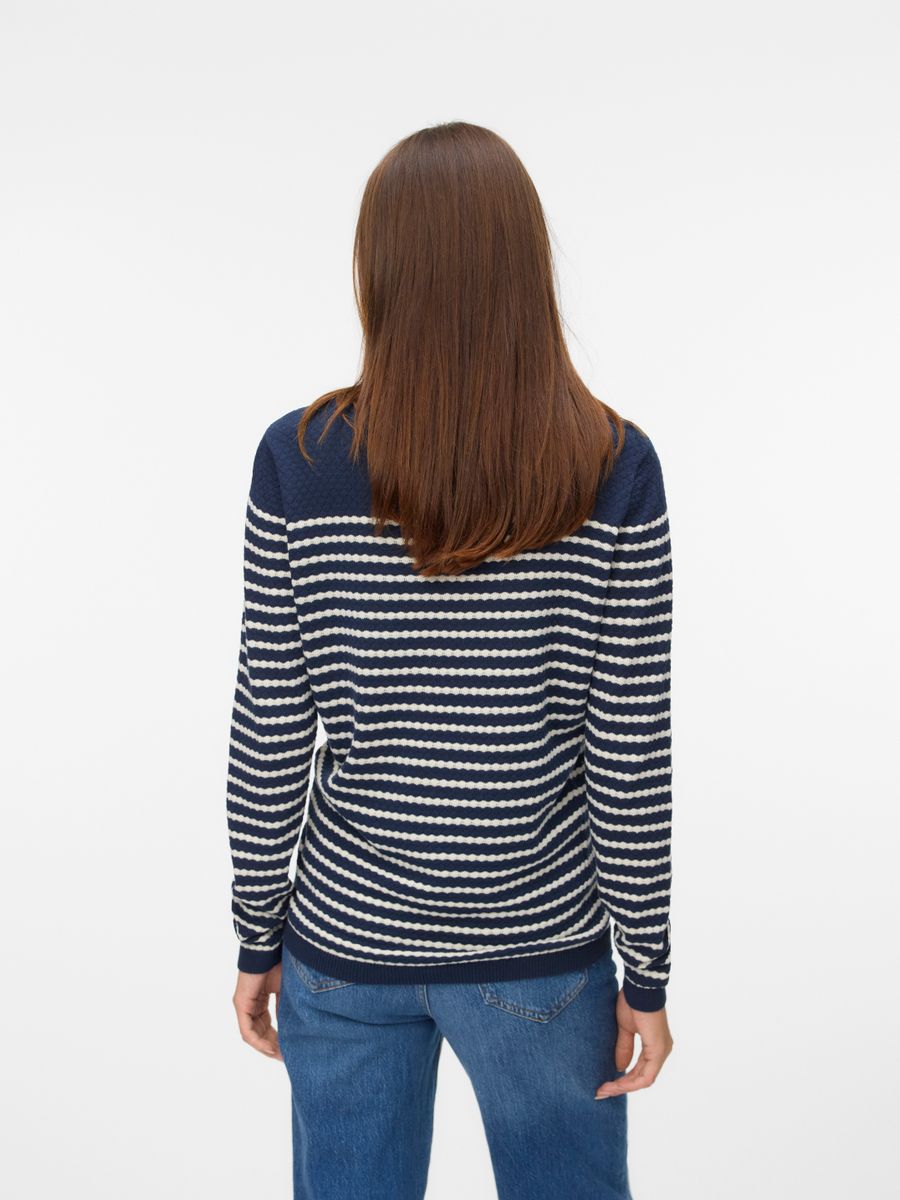 VMCARE STRUCTURE LS O-NECK BLOU NOOS