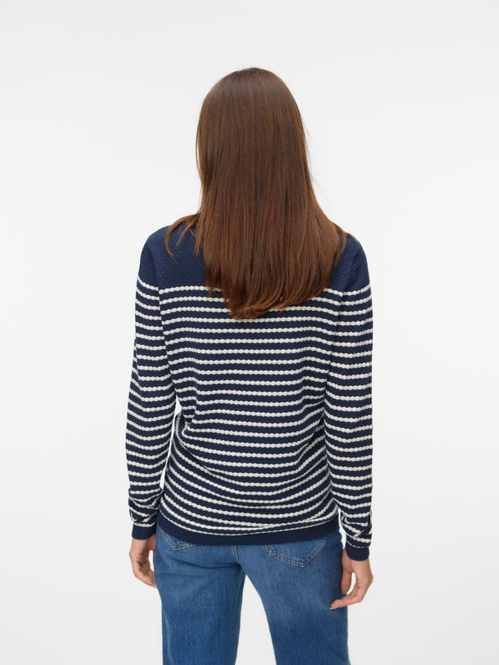 VMCARE STRUCTURE LS O-NECK BLOU NOOS