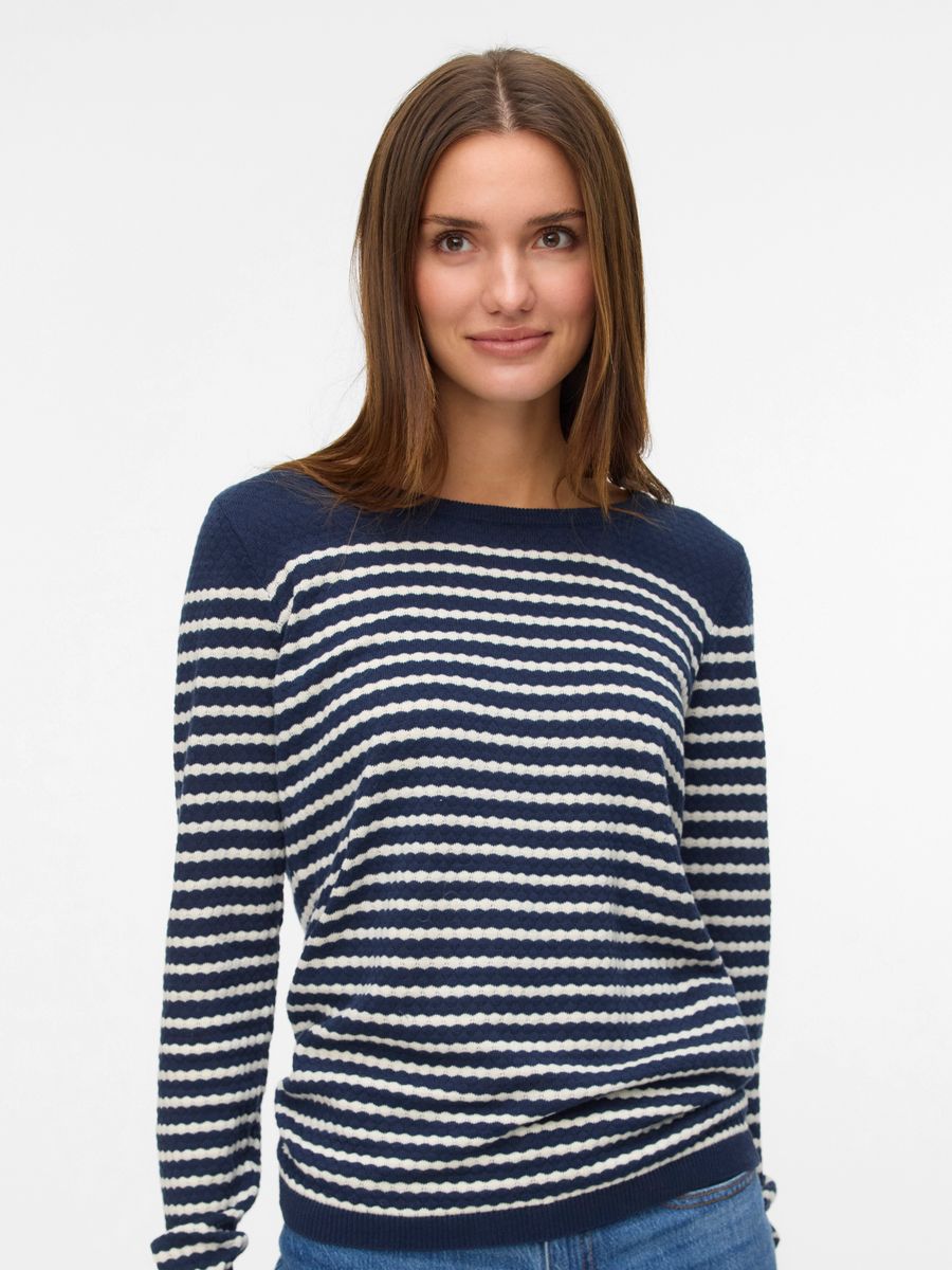 VMCARE STRUCTURE LS O-NECK BLOU NOOS