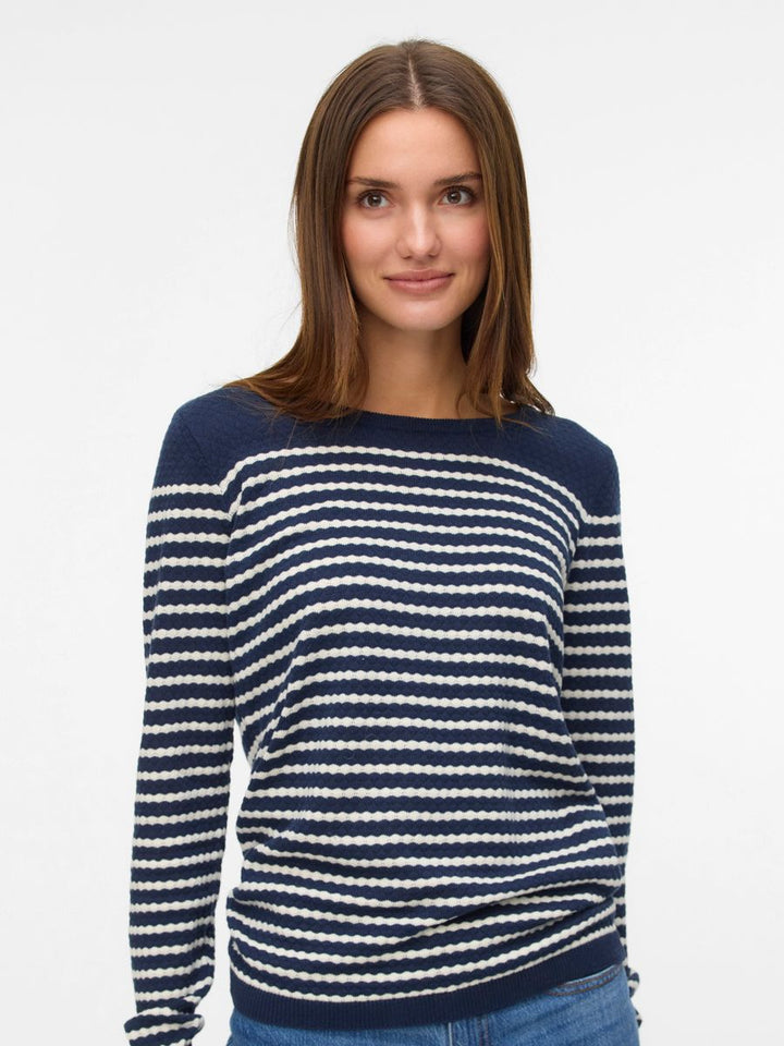 VMCARE STRUCTURE LS O-NECK BLOU NOOS