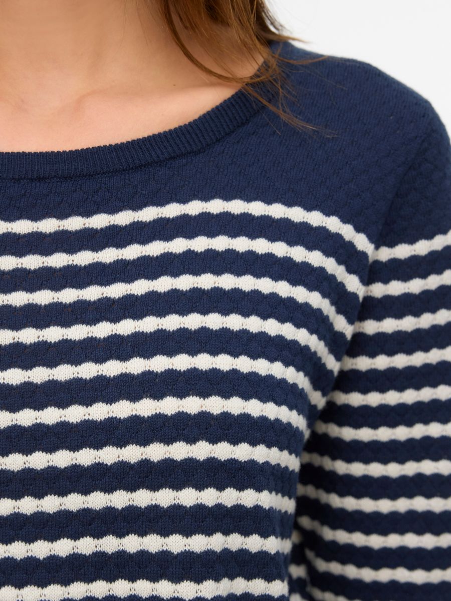 VMCARE STRUCTURE LS O-NECK BLOU NOOS