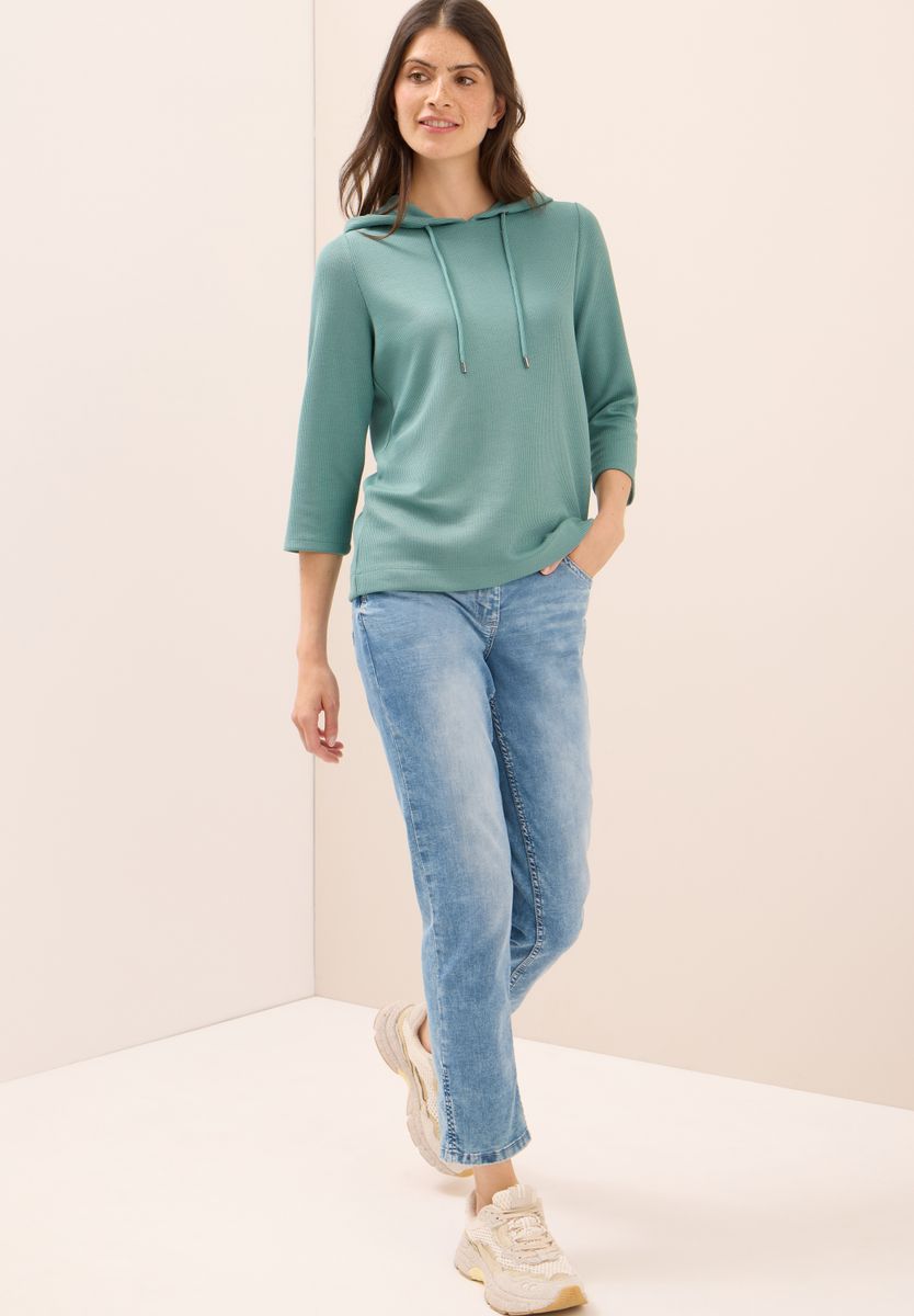 Hoodie Shirt in Rippstruktur