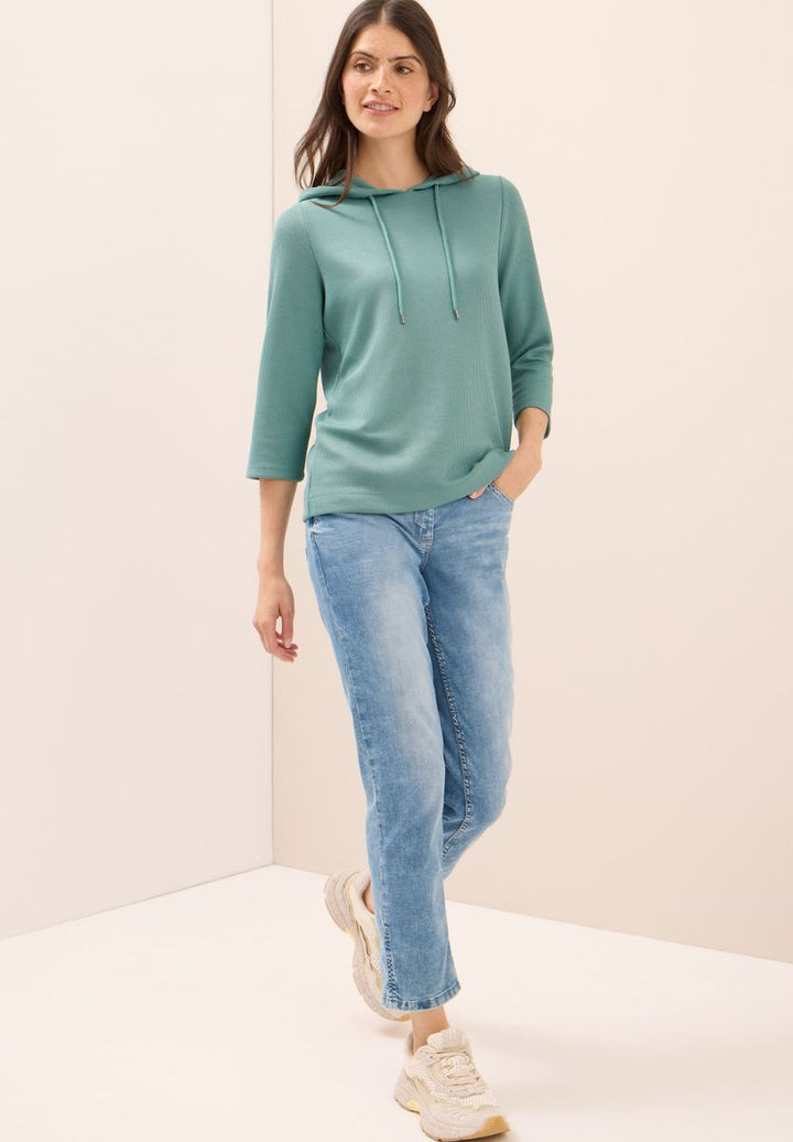 Hoodie Shirt in Rippstruktur