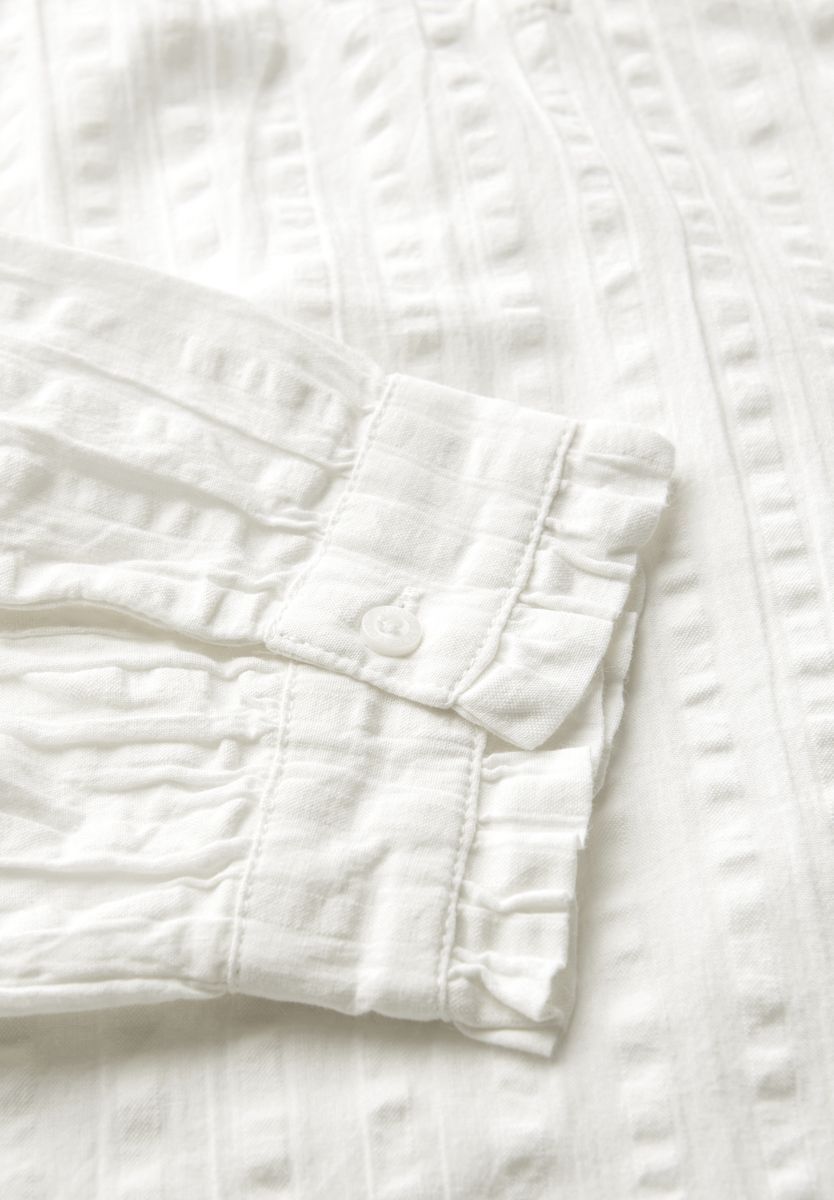 Seersucker Bluse mit Rüschen
