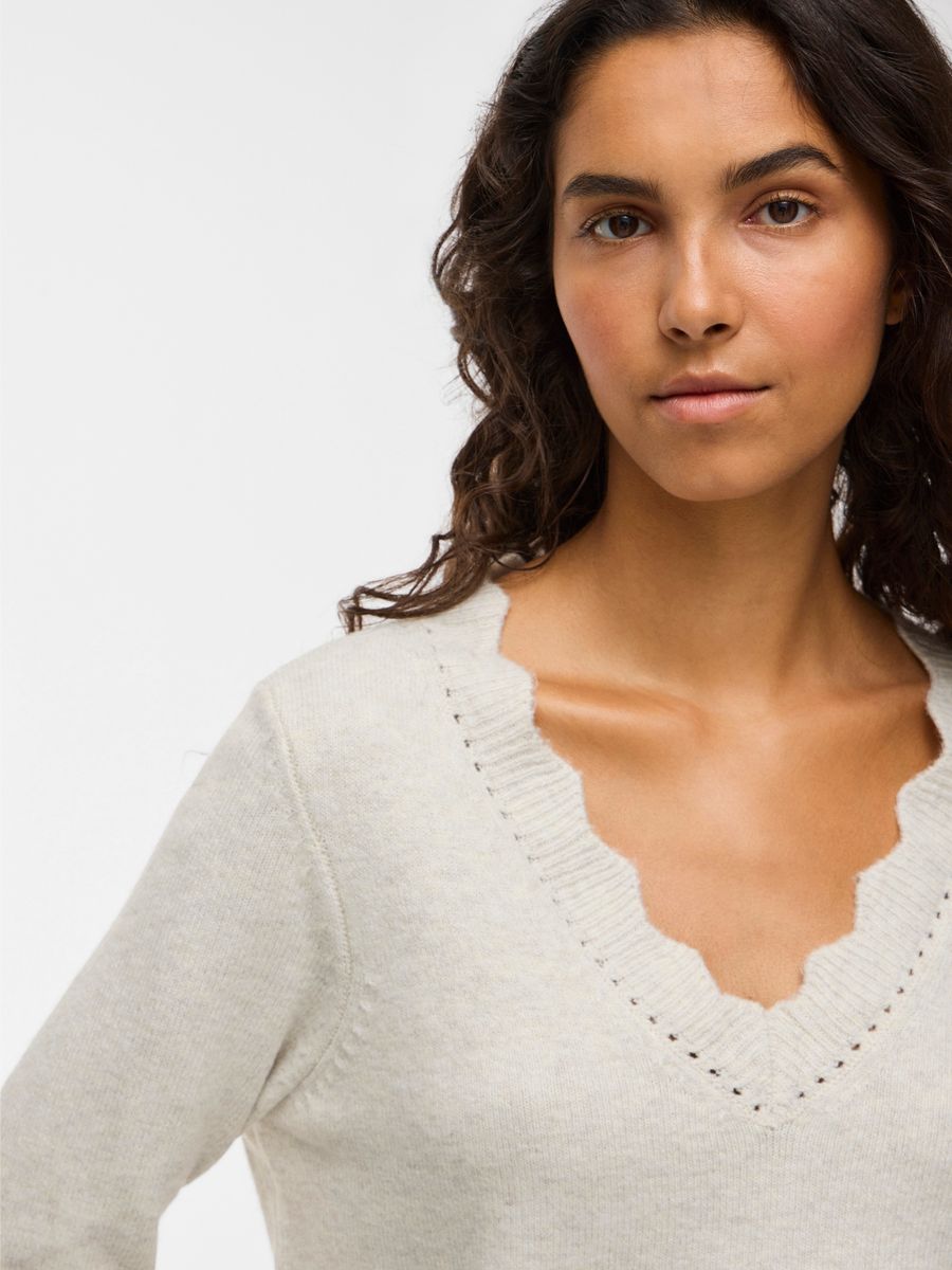VINIKOLINA V-NECK L/S KNIT TOP - NOOS