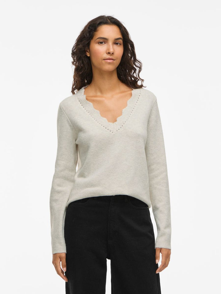 VINIKOLINA V-NECK L/S KNIT TOP - NOOS