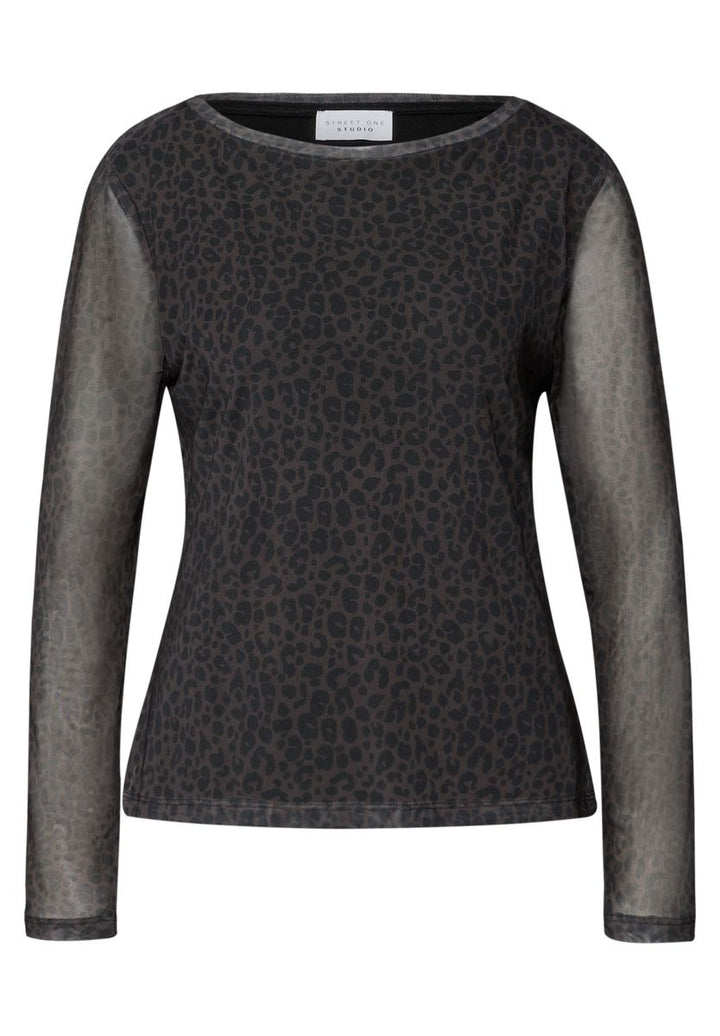 Mesh-Shirt mit Leo-Muster