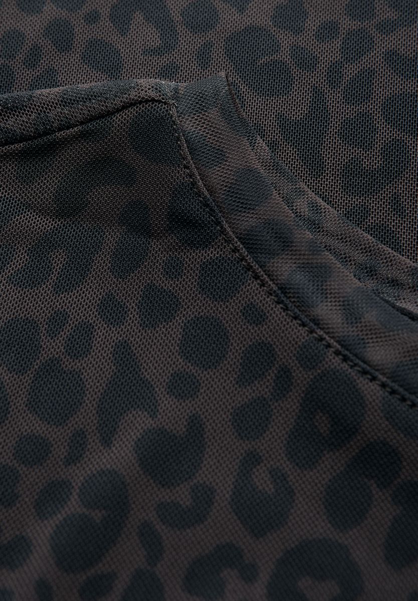 Mesh-Shirt mit Leo-Muster