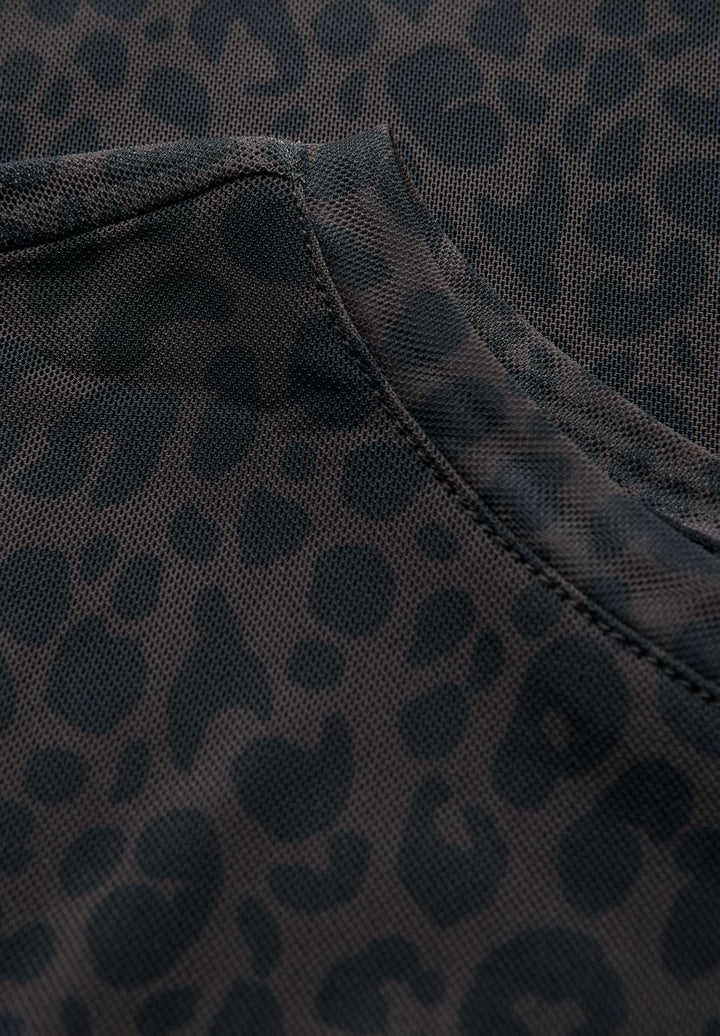 Mesh-Shirt mit Leo-Muster