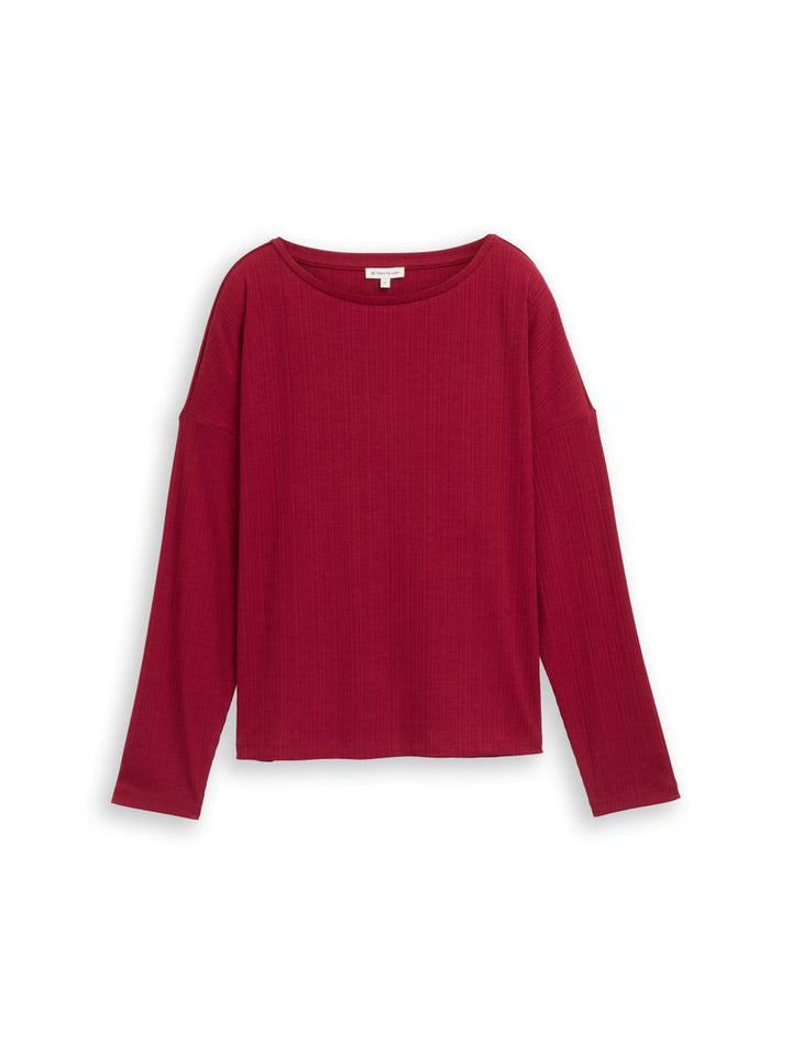 Loose Fit Langarmshirt mit Rippstruktur