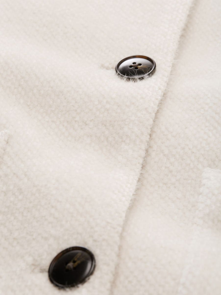 Jacquard Wolljacke mit Stehkragen