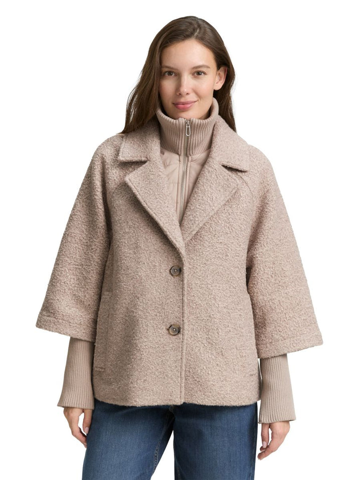 Bouclé Cape Jacke im 2-in-1-Look