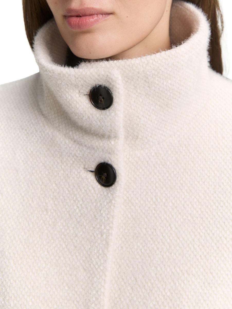 Jacquard Wolljacke mit Stehkragen