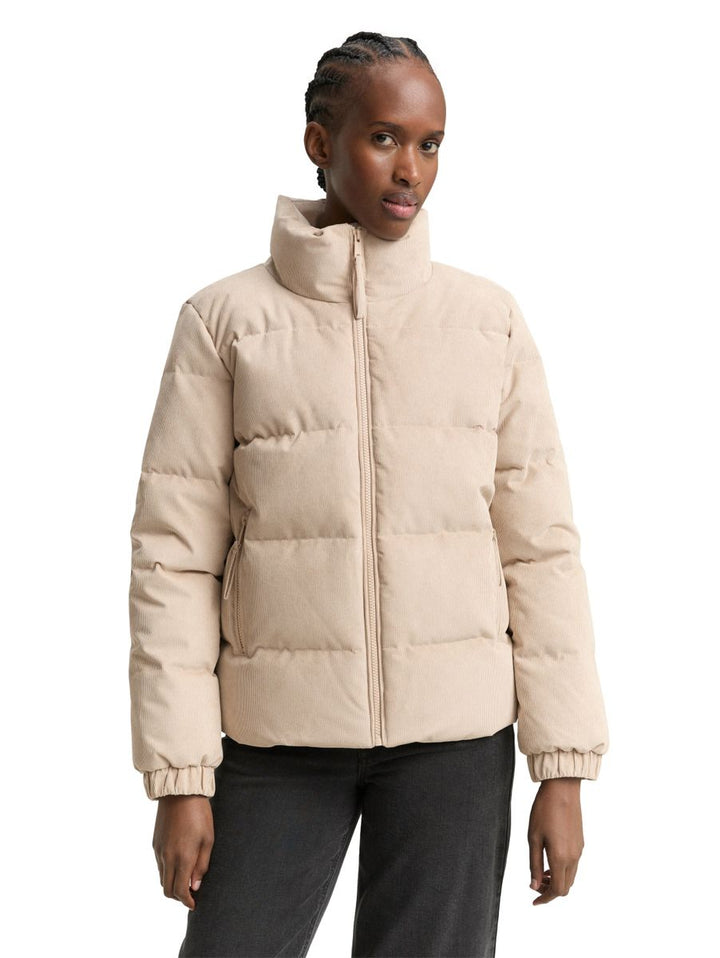 Cord Pufferjacke mit Stehkragen