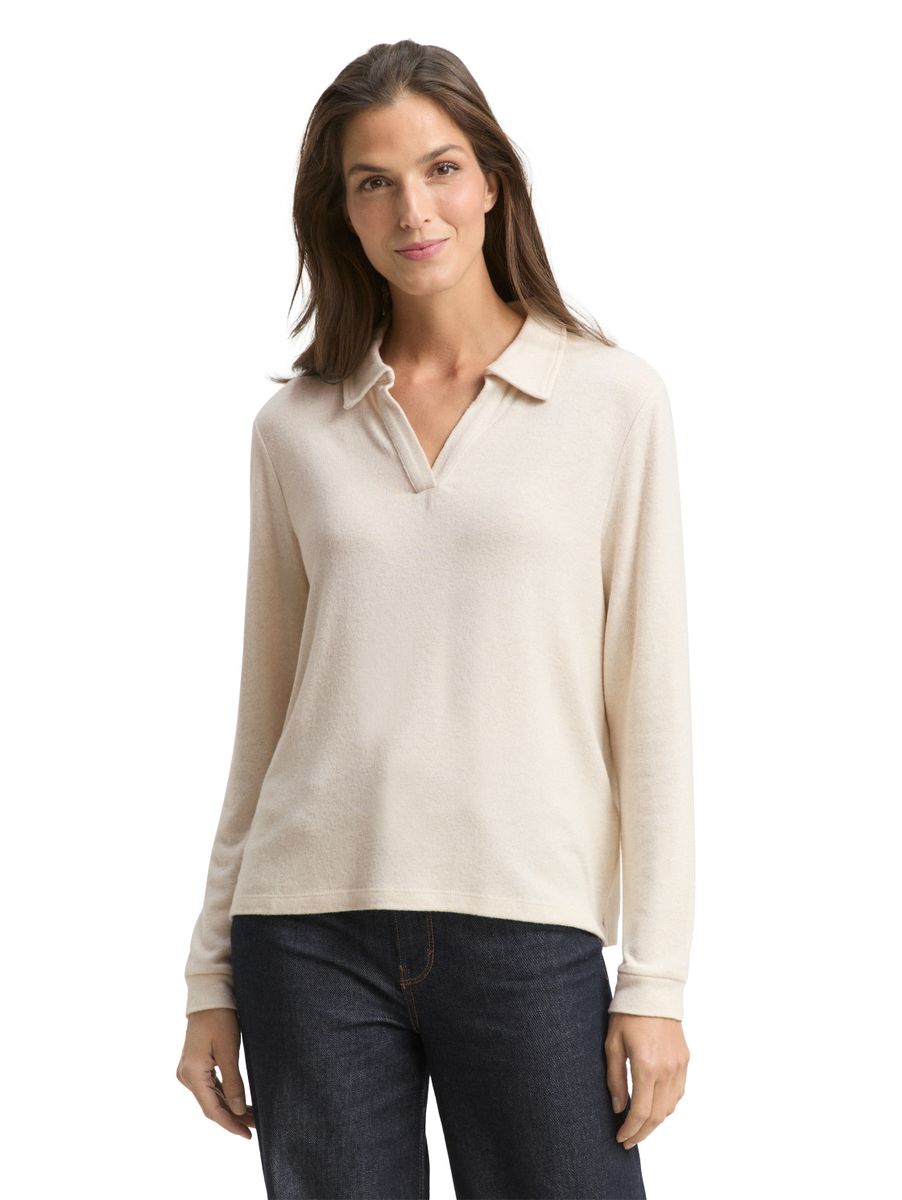 Cosy Langarmshirt mit Polokragen