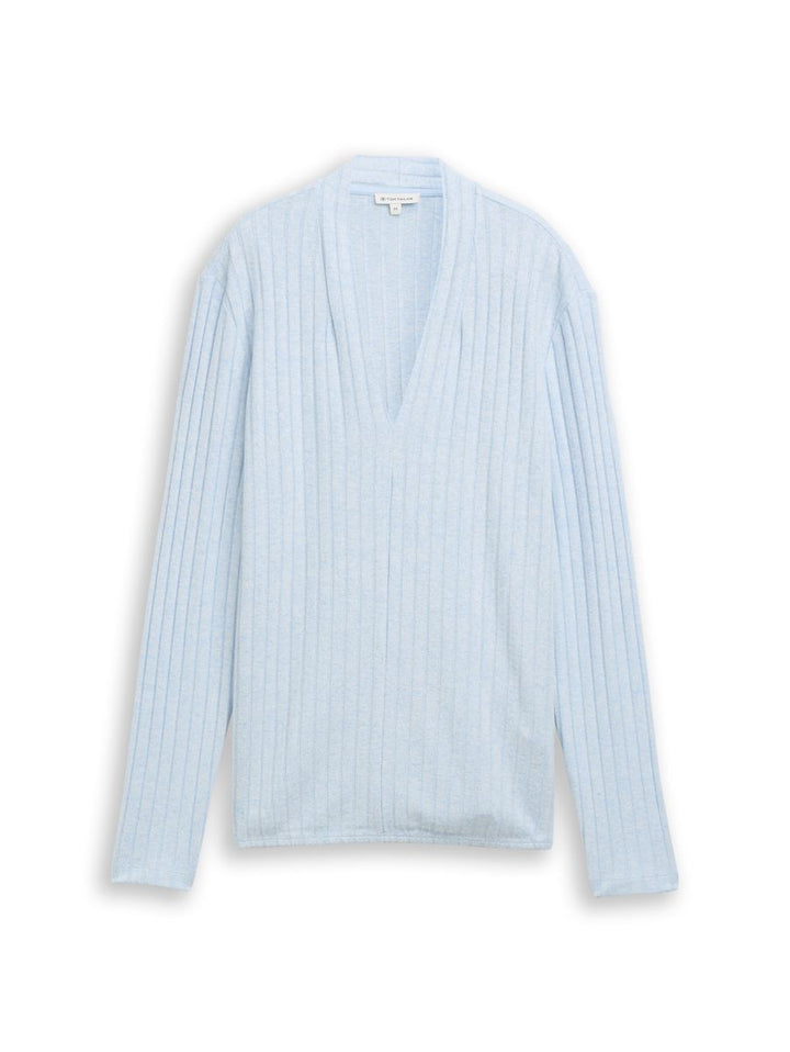 Cosy Langarmshirt mit V-Ausschnitt