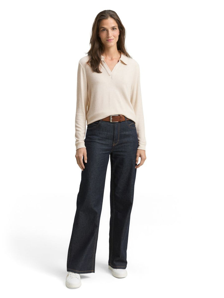 Cosy Langarmshirt mit Polokragen