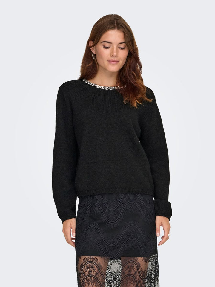 JDYALVA LIFE L/S EMBELLISH PULLOVER KNT