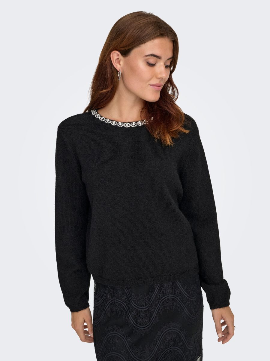 JDYALVA LIFE L/S EMBELLISH PULLOVER KNT
