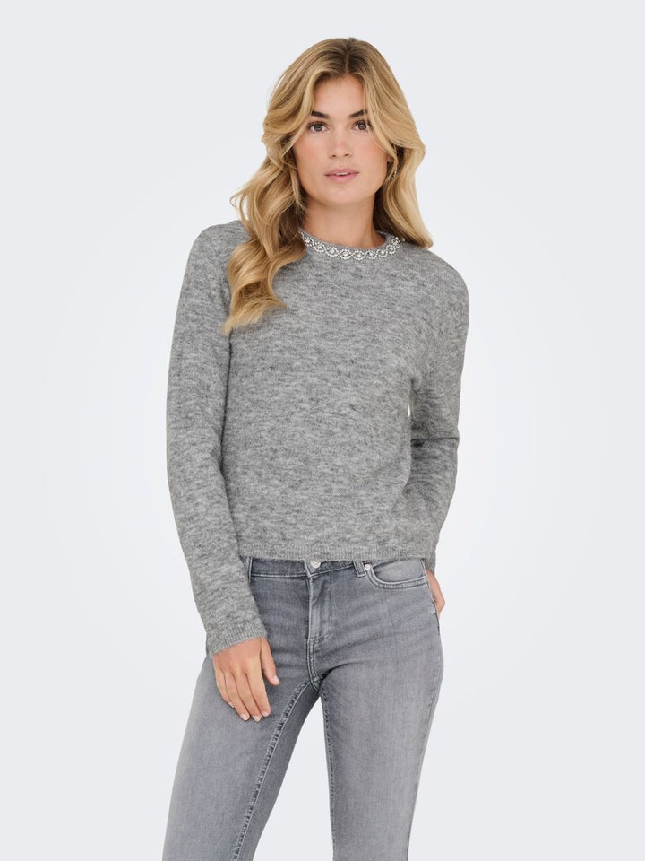 JDYALVA LIFE L/S EMBELLISH PULLOVER KNT