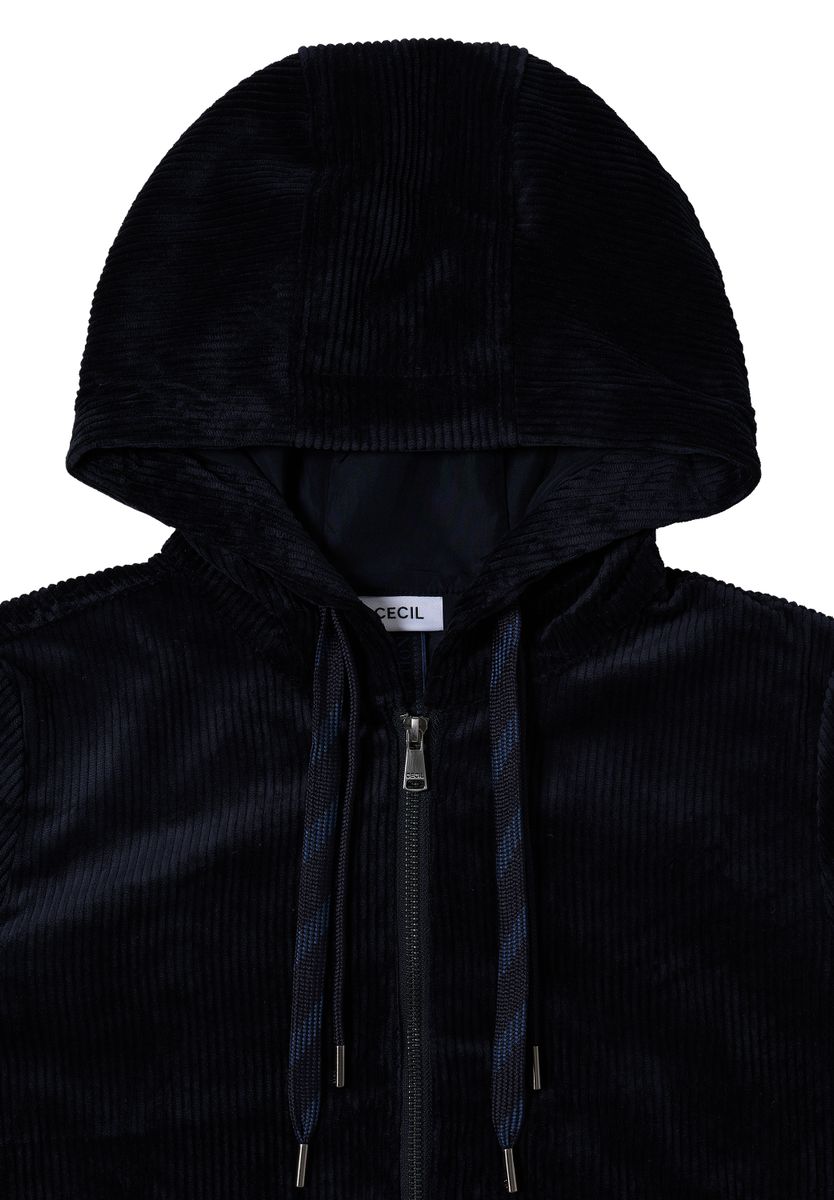 Cordjacke mit Kapuze