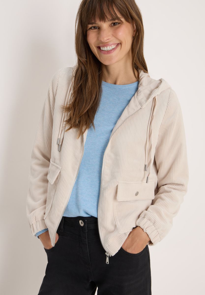 Cordjacke mit Kapuze