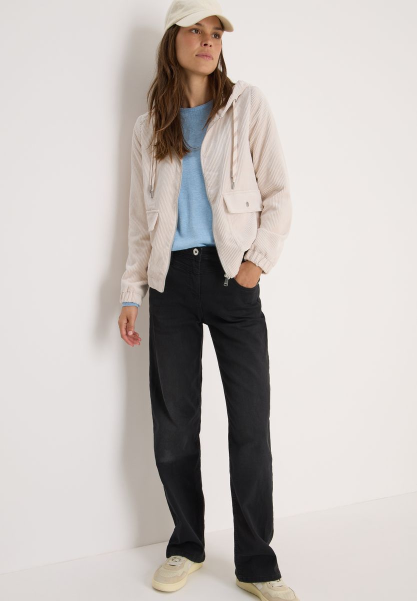 Cordjacke mit Kapuze